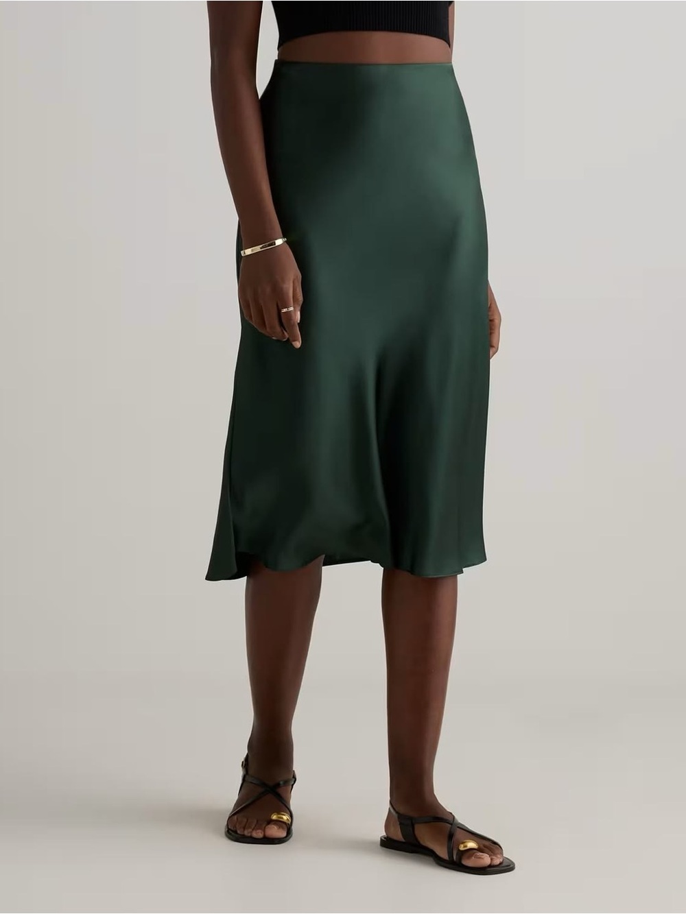Plus sized Emerald green Satin Slip skirt